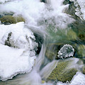 panorama first falls in winter eastern sierras california